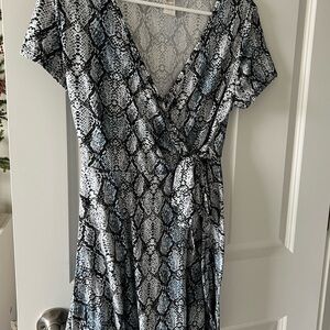 Elegant Snakeskin Print Wrap Dress